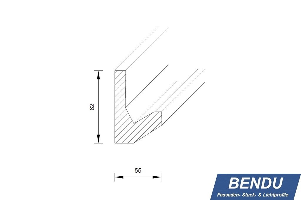 Maße BENDU LED-Stuckleiste WDML-200B-LED-PR