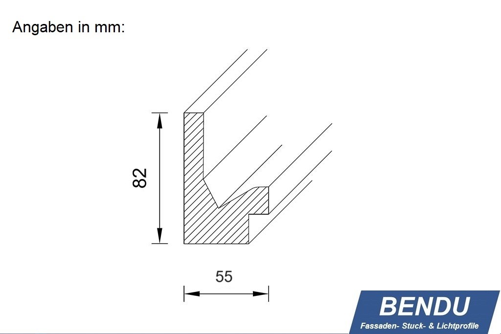 Maße - BENDU - LED-Stuckleisten WDML-55C-ST