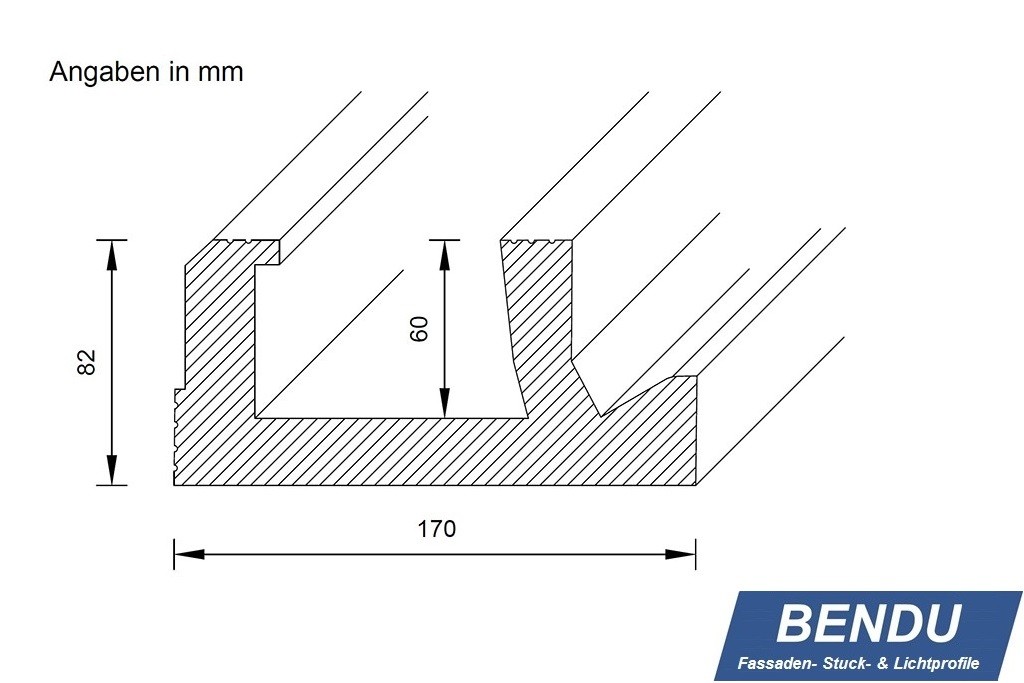 Maße - BENDU - LED-Stuckleiste WDML-170A-PR