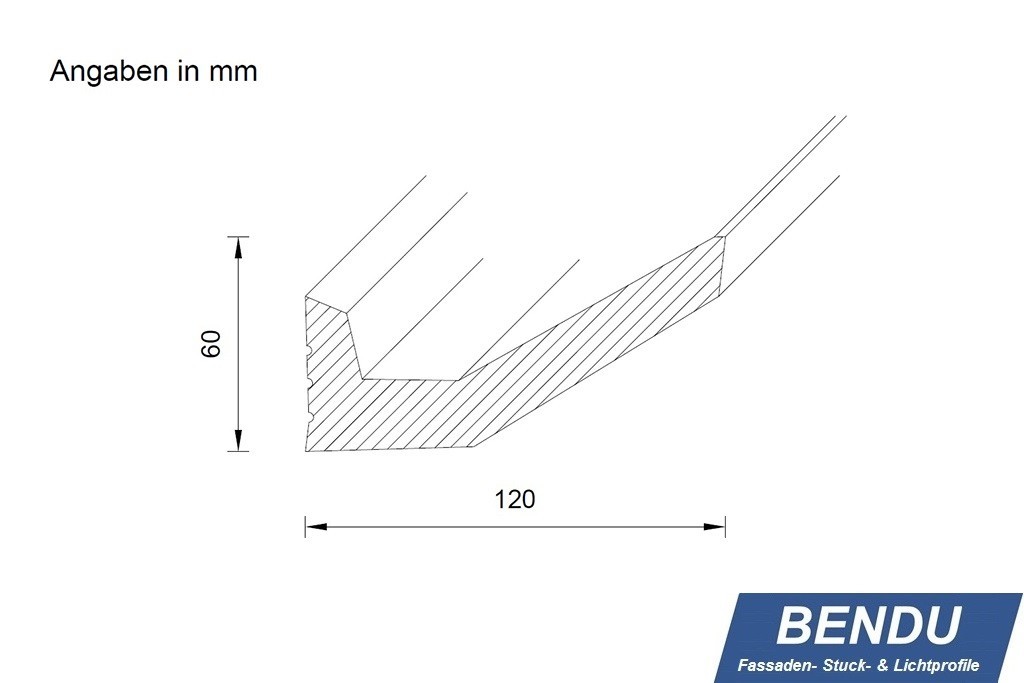Skizze LED Lichtvoute "DBML-120-PR" aus Hartschaum.