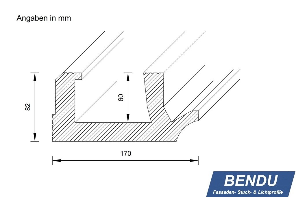 Maße - BENDU - LED-Stuckleiste WDKL-170B-PR