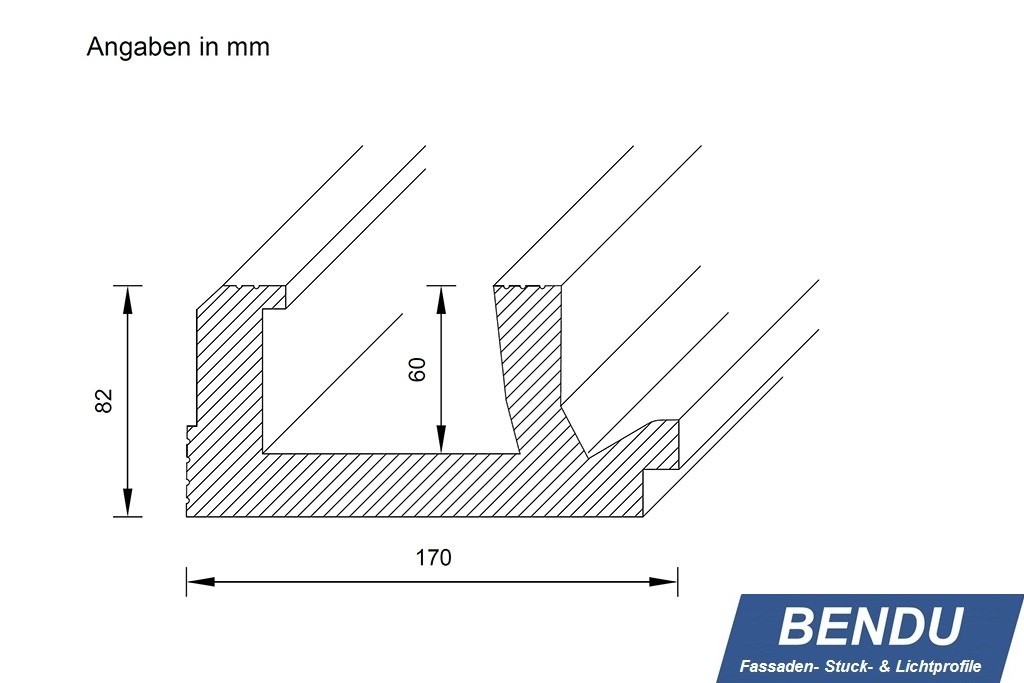 Maße - BENDU - LED-Stuckleiste WDML-170C-PR