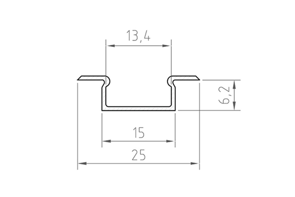 Maße LED-Einbauprofil EBP6-2-AL in Aluminium-eloxiert
