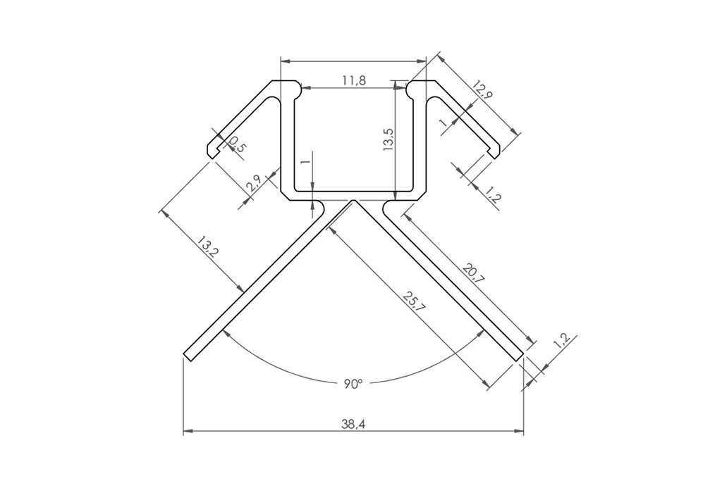 Maße LED-Fliesen-Profil FLP17-3-AL für 90° Außenecken in Aluminium-eloxiert