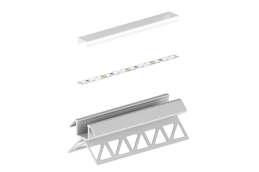 Schema LED-Fliesen-Profil FLP17-3-AL für 90° Außenecken in Aluminium-eloxiert