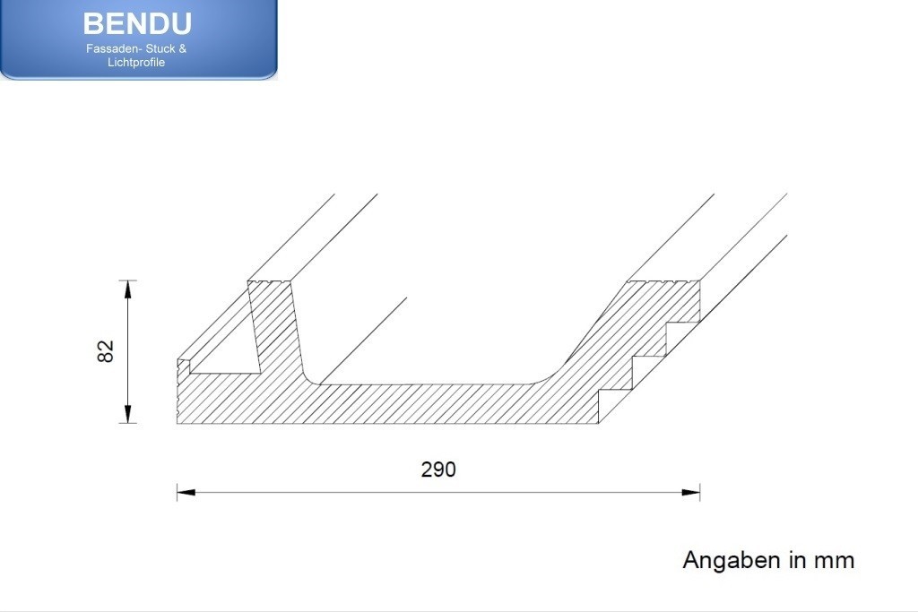 Modernes LED Decken-Profil BSML-290A-PR aus Hartschaum für die direkte Wandbeleuchtung mit Strahlern bzw. Spots.