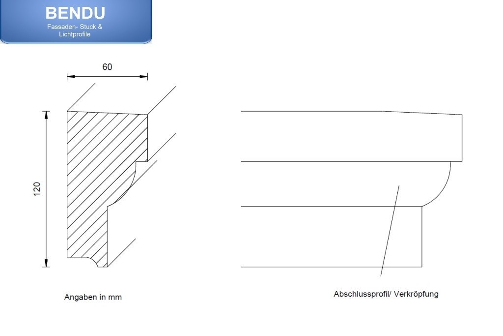 Windowsill cornices for the exterior façade "SBKL-120-ST"