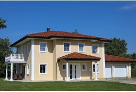Anwendungsbeispiel 4: Bossensteine als stilvolles Dekorelement die Gestaltung der Fassade eines Einfamilienhauses.