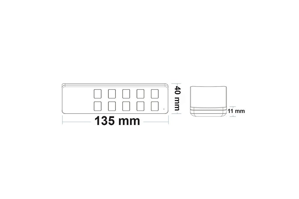 Maße: Sys-PRO 4 Zonen Single-Color Fernbedienung