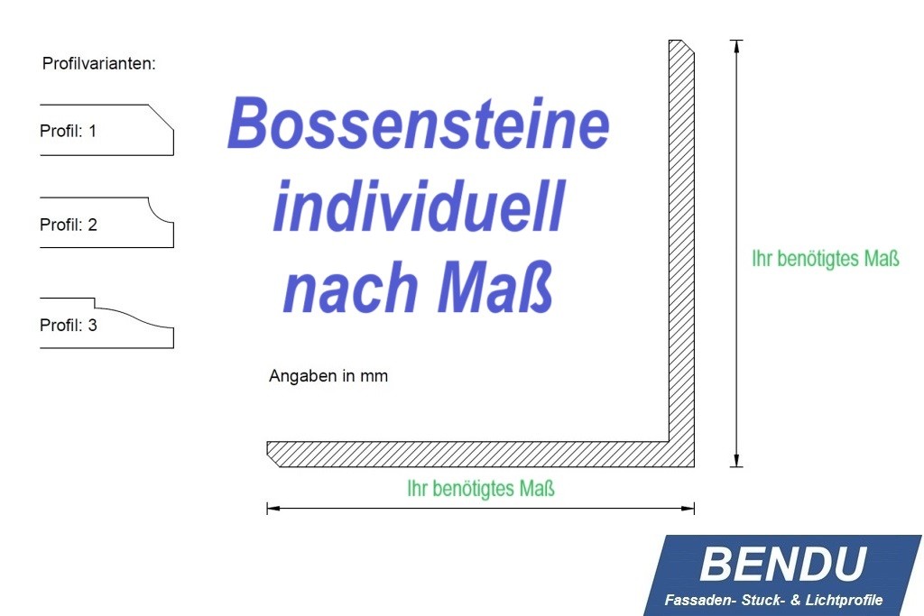 Bossensteine individuell nach Maß als Sonderanfertigung.