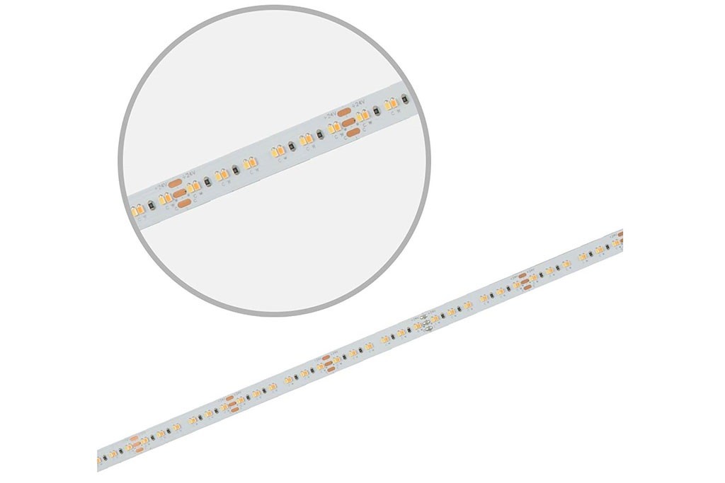 LED CCT-Stripe warm-white to cold-white 10w+10W/meter, 24 volt, IP20