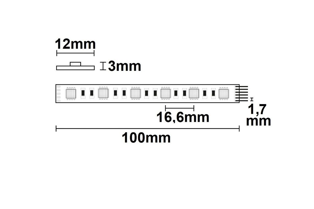 LED RGB+CCT-Stripe 5in1 color + whitedynamic, 20W/m, 24V, IP20