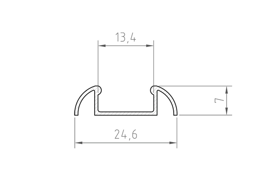 Maße LED-Aufbauprofil ABP2-1-AL